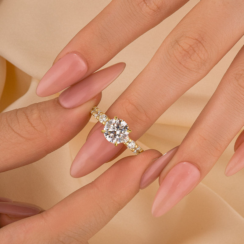 2.0Ct Round Cut Engagement Ring Travel Rings With Hidden Halo - louilyjewelry