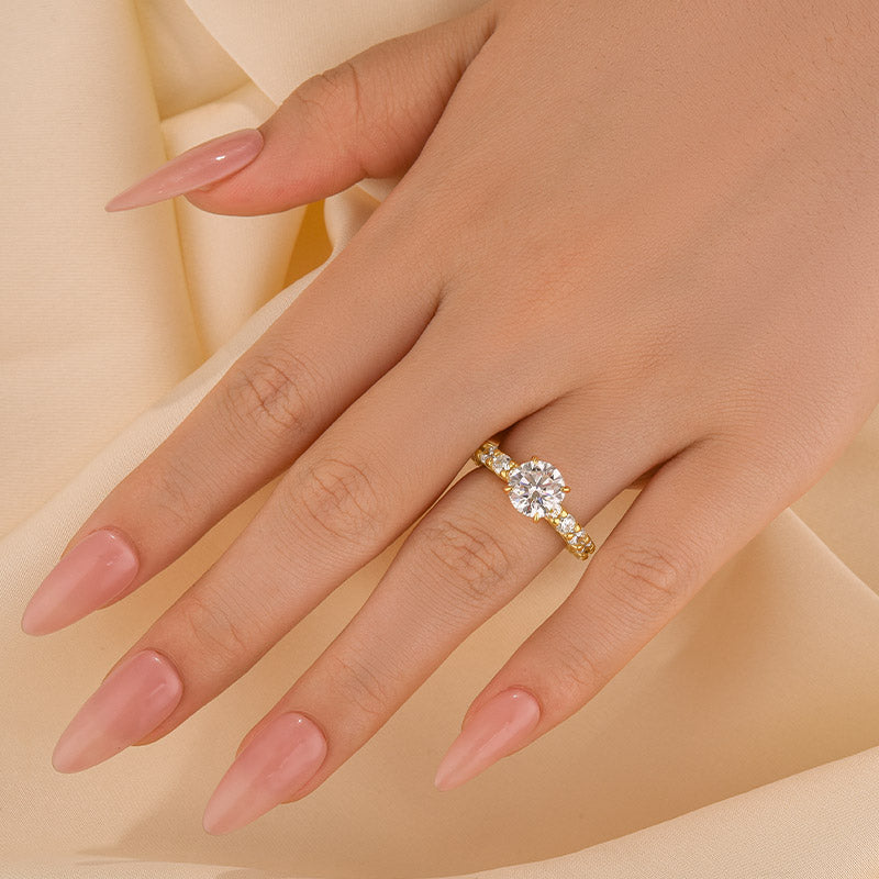 2.0Ct Round Cut Engagement Ring Travel Rings With Hidden Halo - louilyjewelry