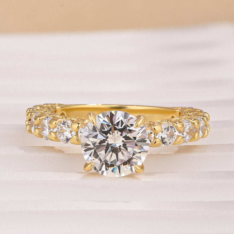 2.0Ct Round Cut Engagement Ring Travel Rings With Hidden Halo - louilyjewelry