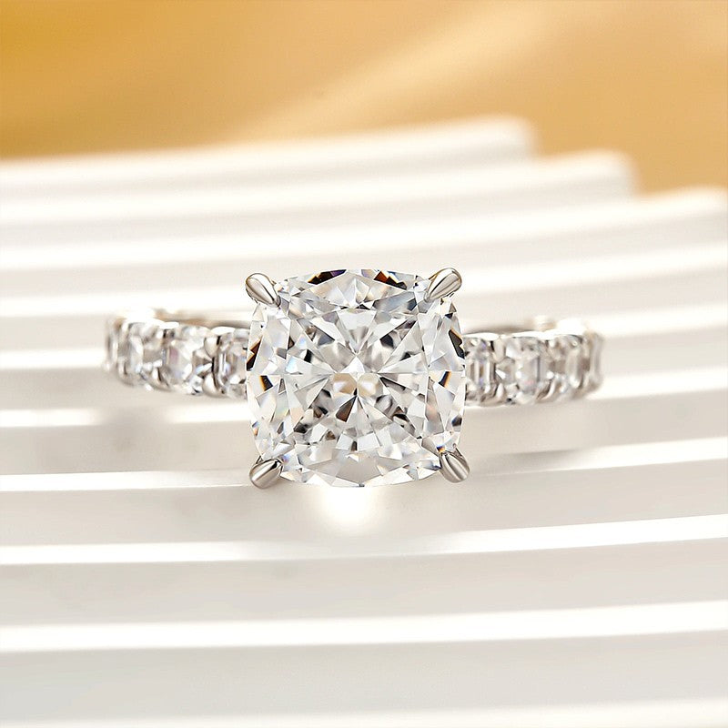 Classic 3.5Ct Cushion Cut Engagement Ring Travel Ring In Sterling Silver