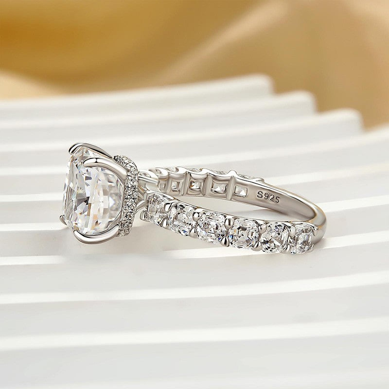 Classic 3.5Ct Cushion Cut Engagement Ring Travel Ring In Sterling Silver