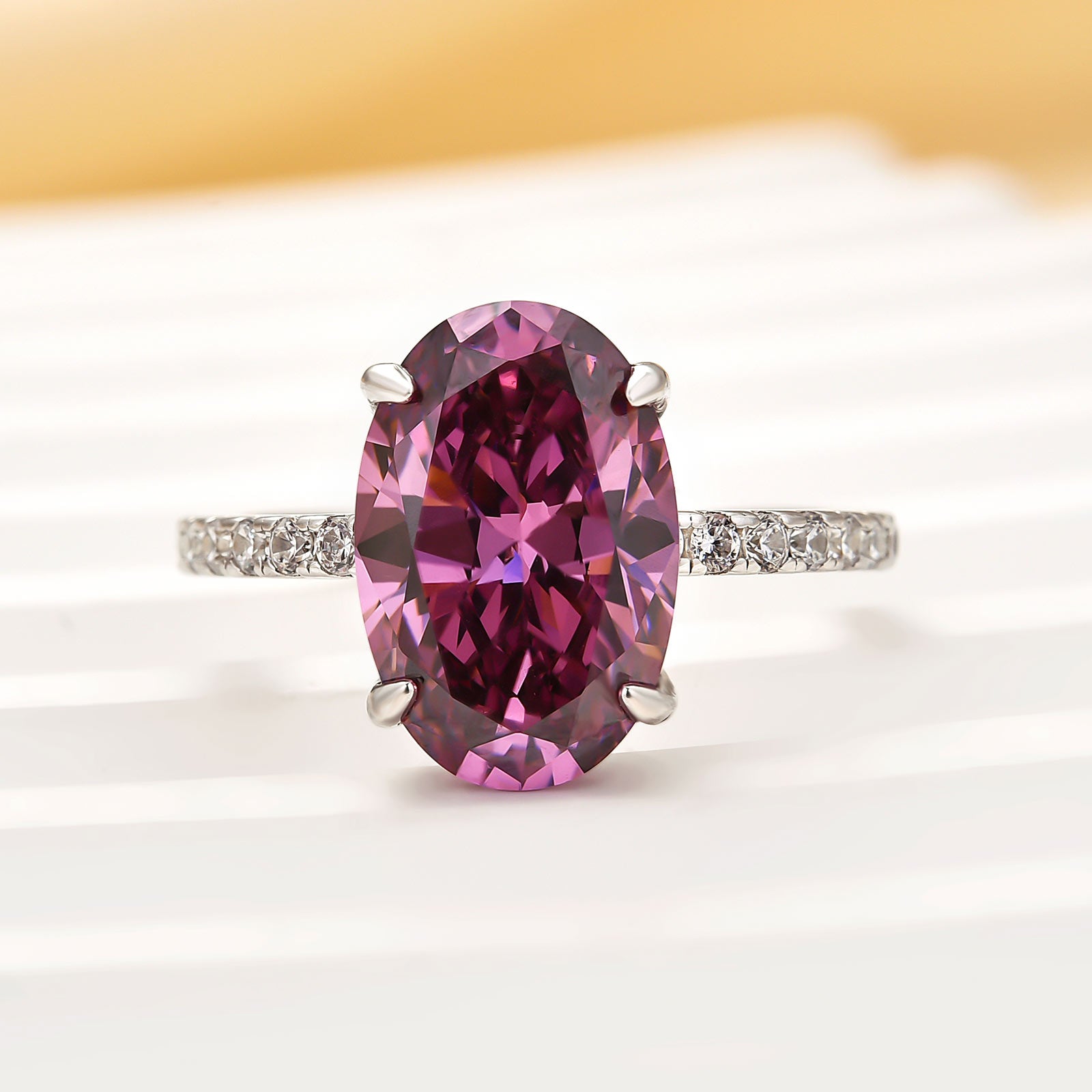 Louily 4.0CT Purple Oval Cut Engagement Ring In Sterling Silver - louilyjewelry