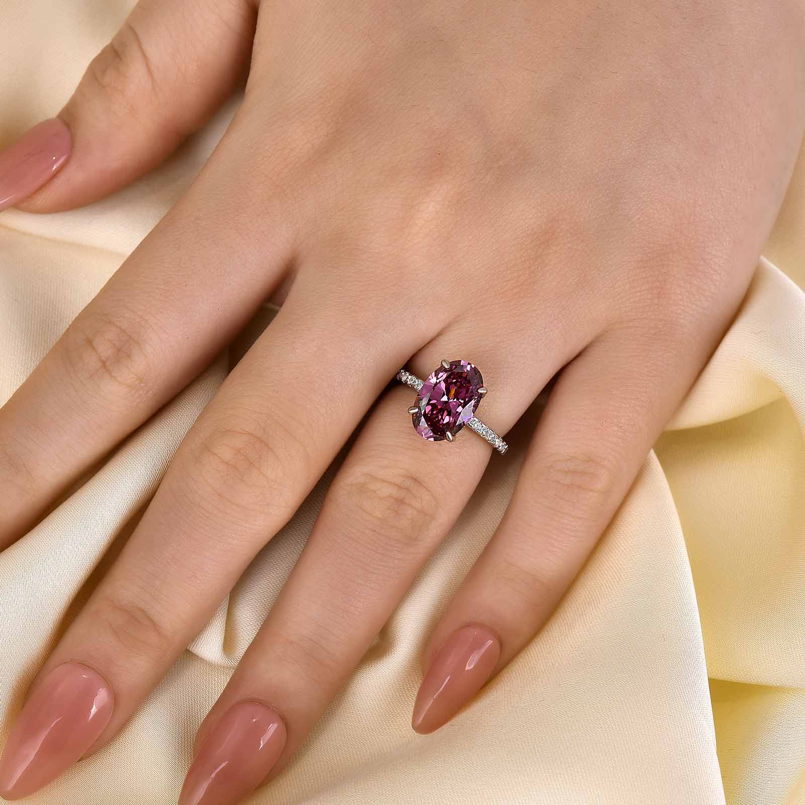 Louily 4.0CT Purple Oval Cut Engagement Ring In Sterling Silver - louilyjewelry