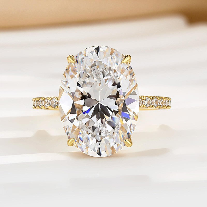 6.0Ct Oval Cut Hidden Halo Engagement Ring In Sterling Silver - louilyjewelry