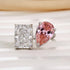 Toi et Moi Pink White Stone Radiant Cut Pear Cut Engagement Ring Travel Ring For Women - louilyjewelry
