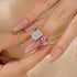 Toi et Moi Pink White Stone Radiant Cut Pear Cut Engagement Ring Travel Ring For Women - louilyjewelry
