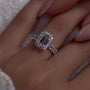 Louily Dainty 2.5Ct Halo Emerald Cut Engagement Ring For Women - louilyjewelry