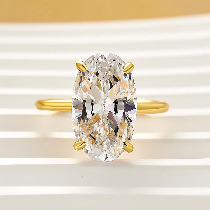 5.0Ct Oval Cut Hidden Halo Engagement Ring Travel Ring In Sterling Silver