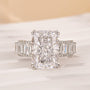10.0Ct Radiant Cut Engagement Ring Travel Ring With Emerald Cut Band Stone - louilyjewelry