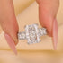 10.0Ct Radiant Cut Engagement Ring Travel Ring With Emerald Cut Band Stone - louilyjewelry