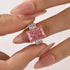 10.0Ct Pink Stone Radiant Cut Side Stone Engagement Ring Travel Ring In Sterling Silver - louilyjewelry