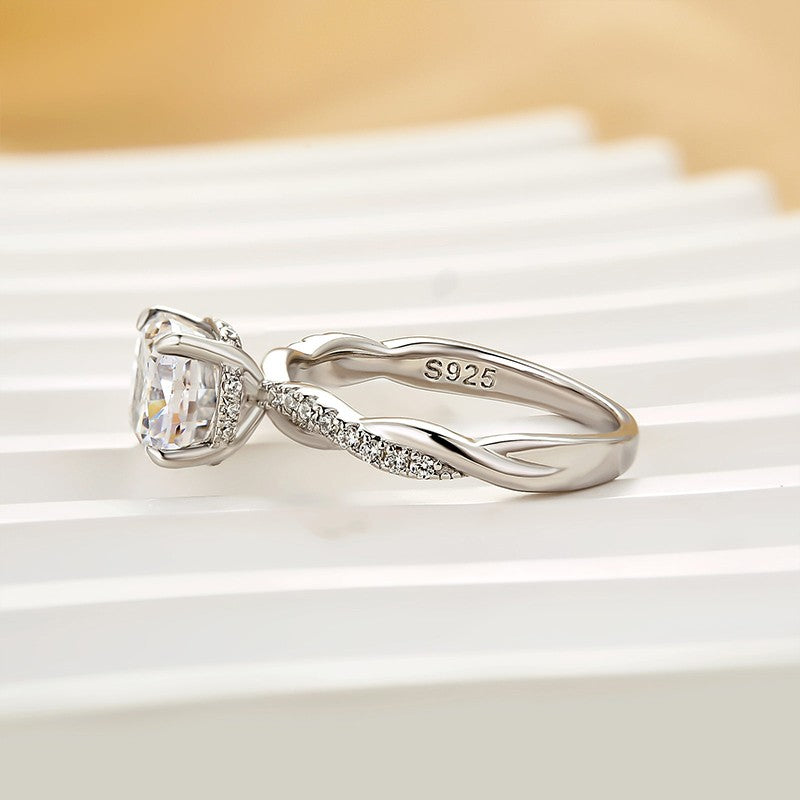 2.0Ct Cushion Cut Twist Engagement Ring Travel Ring In Sterling Silver