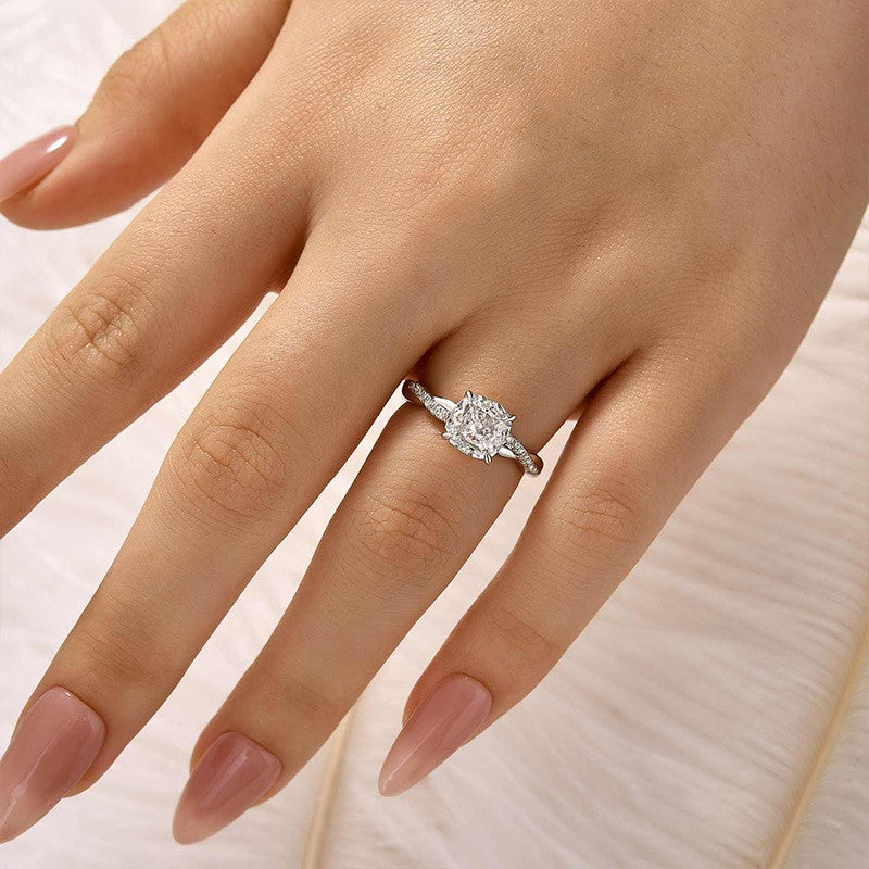 2.0Ct Cushion Cut Twist Engagement Ring Travel Ring In Sterling Silver