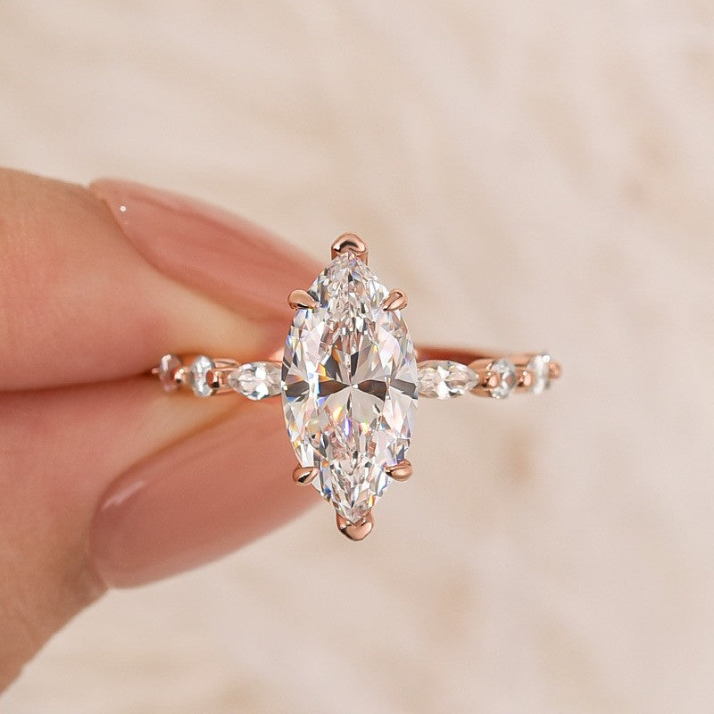 3.0Ct Marquise Cut Engagement Ring Travel Ring In Sterling Silver