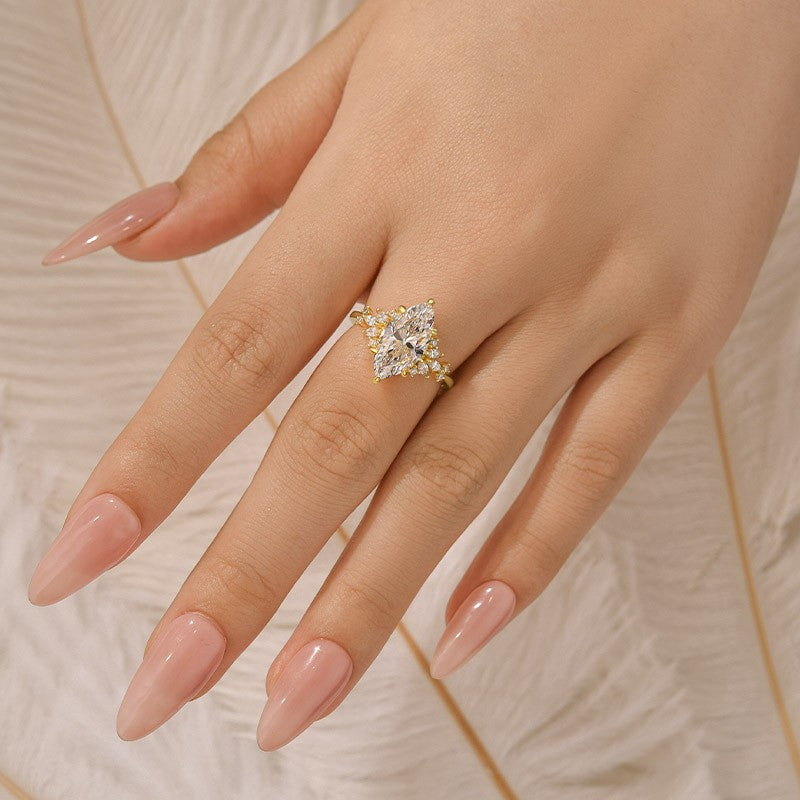 Vintage 3.0Ct Marquise Cut Engagement Ring Travel Ring In Sterling Silver - louilyjewelry