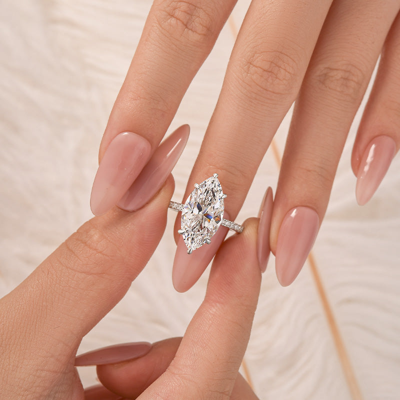 6.0Ct Marquise Cut Engagement Ring Travel Ring For Her In Sterling Silver