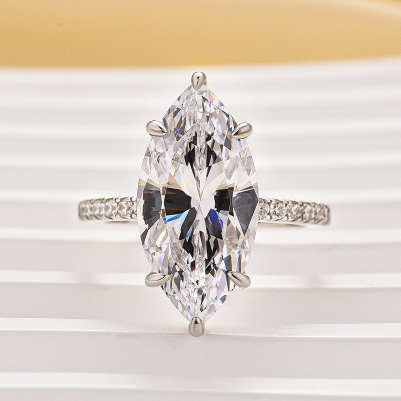 6.0Ct Marquise Cut Engagement Ring Travel Ring For Her In Sterling Silver - louilyjewelry