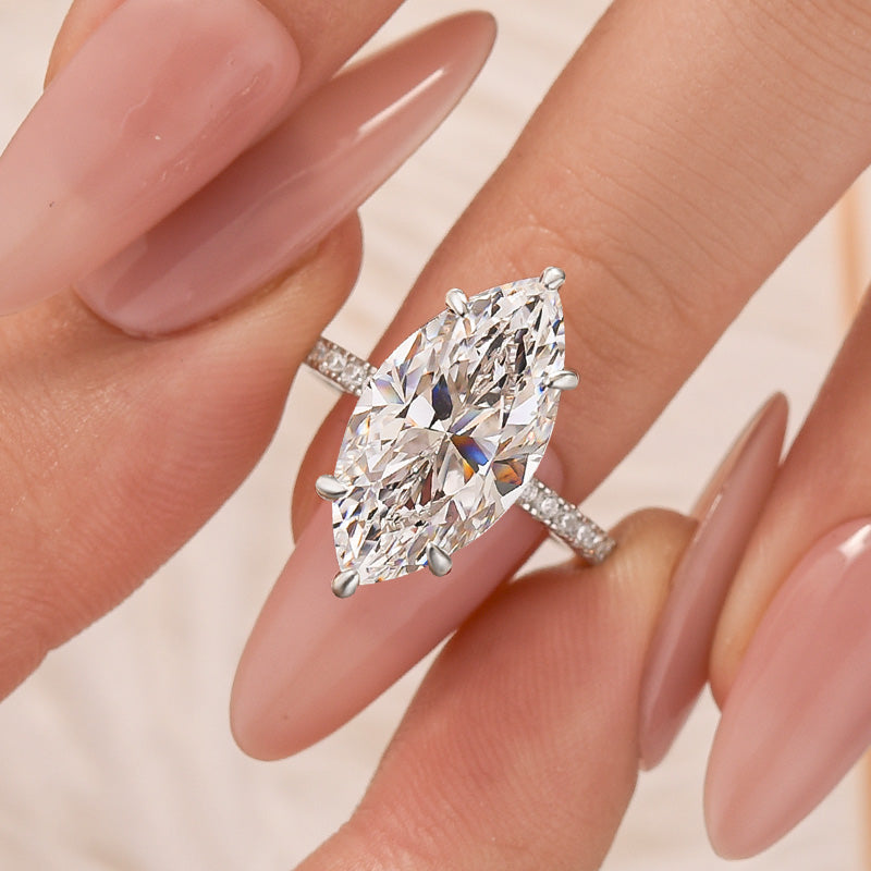 6.0Ct Marquise Cut Engagement Ring Travel Ring For Her In Sterling Silver