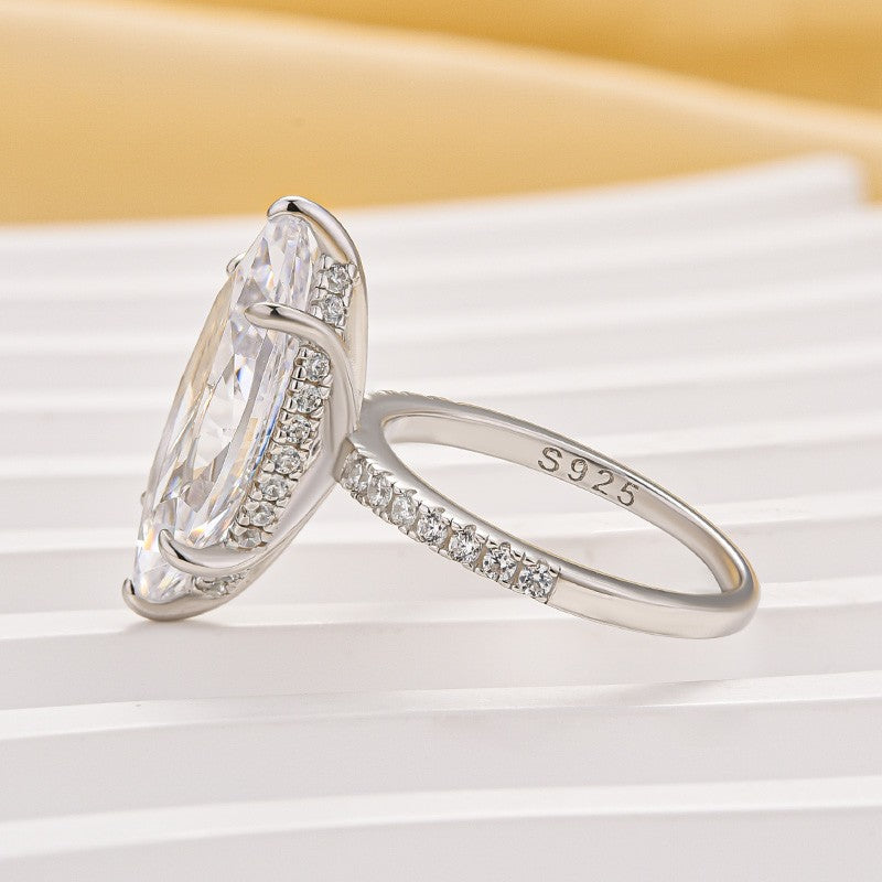 6.0Ct Marquise Cut Engagement Ring Travel Ring For Her In Sterling Silver - louilyjewelry