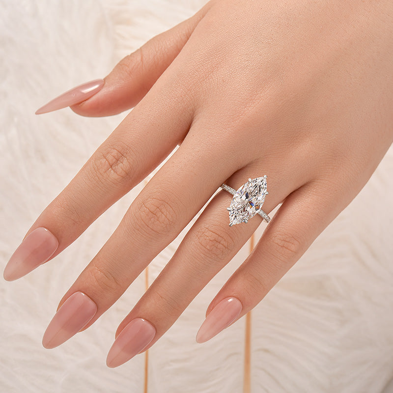 6.0Ct Marquise Cut Engagement Ring Travel Ring For Her In Sterling Silver
