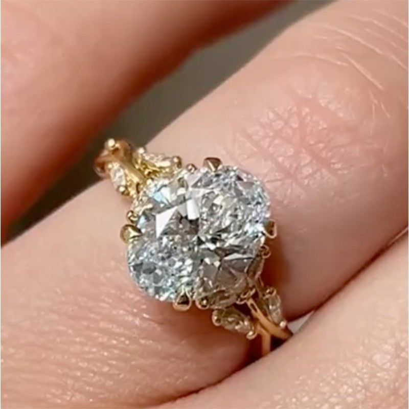 Vintage Moissanite 3.0Ct Oval Cut Side Stone Twist Engagement Ring In Sterling Silver