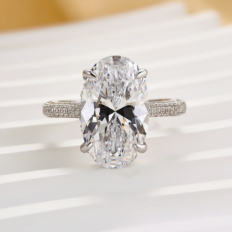 5.0Ct Oval Cut Classic Engagement Ring Travel Ring In Sterling Silver
