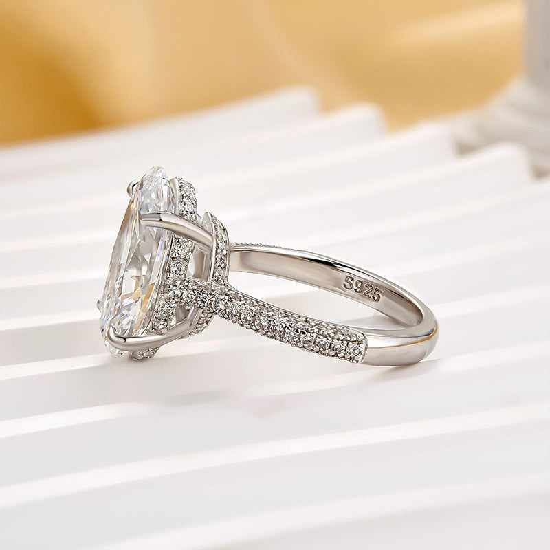 5.0Ct Oval Cut Classic Engagement Ring Travel Ring In Sterling Silver
