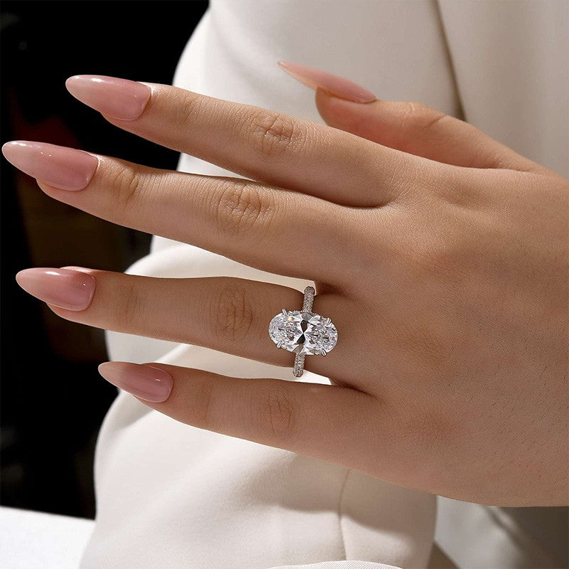 5.0Ct Oval Cut Classic Engagement Ring Travel Ring In Sterling Silver