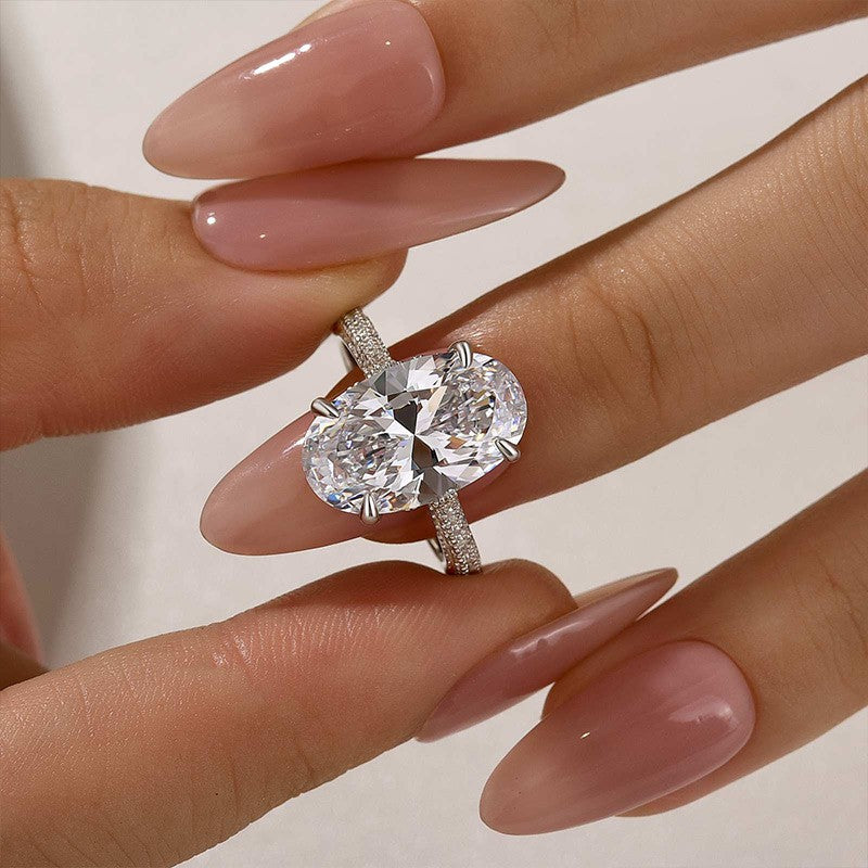 5.0Ct Oval Cut Classic Engagement Ring Travel Ring In Sterling Silver