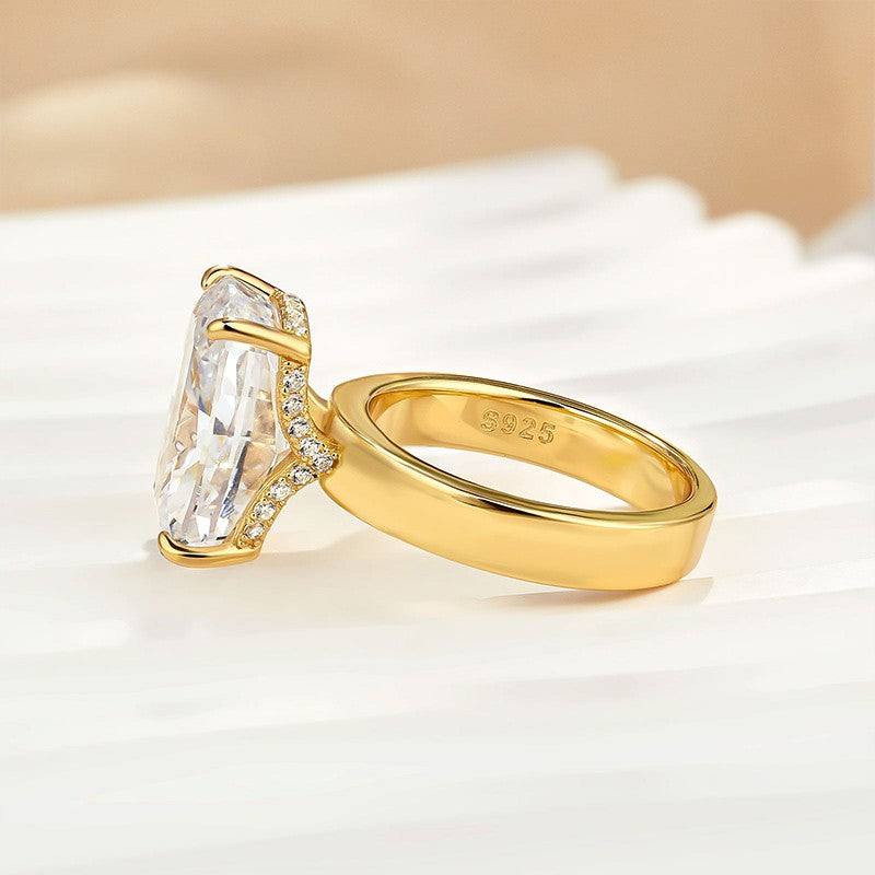 8.5Ct Elongated Cushion Cut Hidden Halo Engagement Ring Travel Ring - louilyjewelry