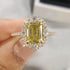 Vintage 3.5Ct Emerald Cut Yellow Stone Engagement Ring In Sterling Silver - louilyjewelry