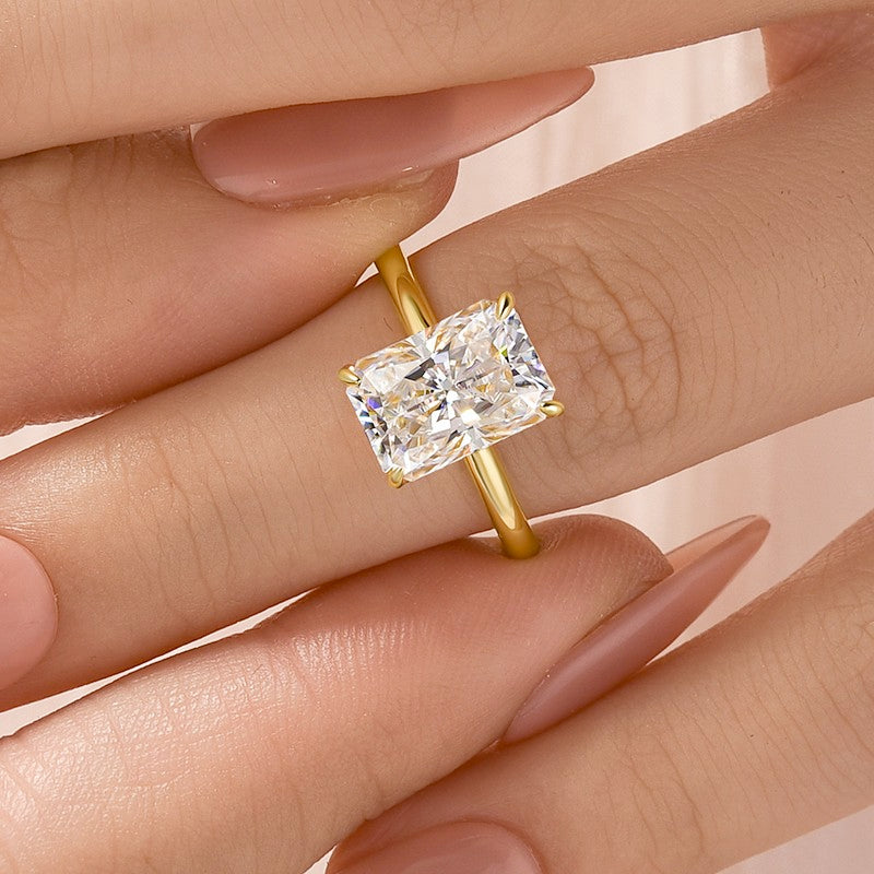 Louily Timeless Moissanite 3.5~4.5 Ct Radiant Cut Engagement Ring
