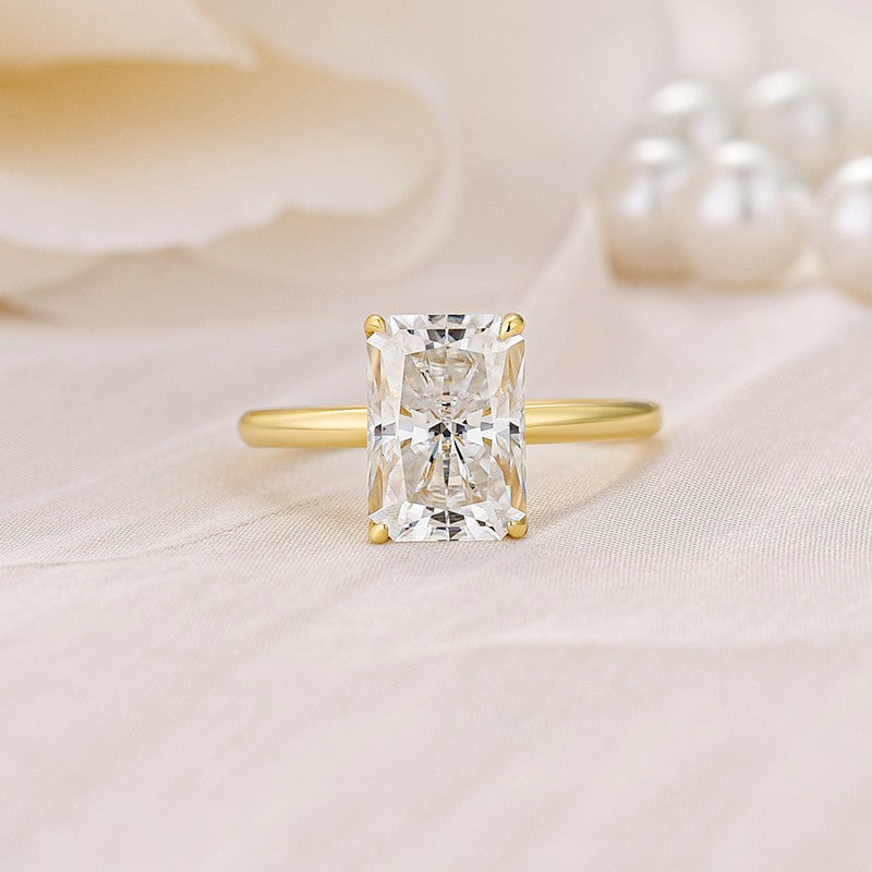 Moissanite 3.5Ct Radiant Cut Engagement Ring In Sterling Silver - louilyjewelry