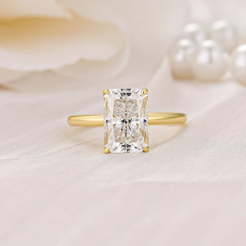 Louily Timeless Moissanite 3.5~4.5 Ct Radiant Cut Engagement Ring