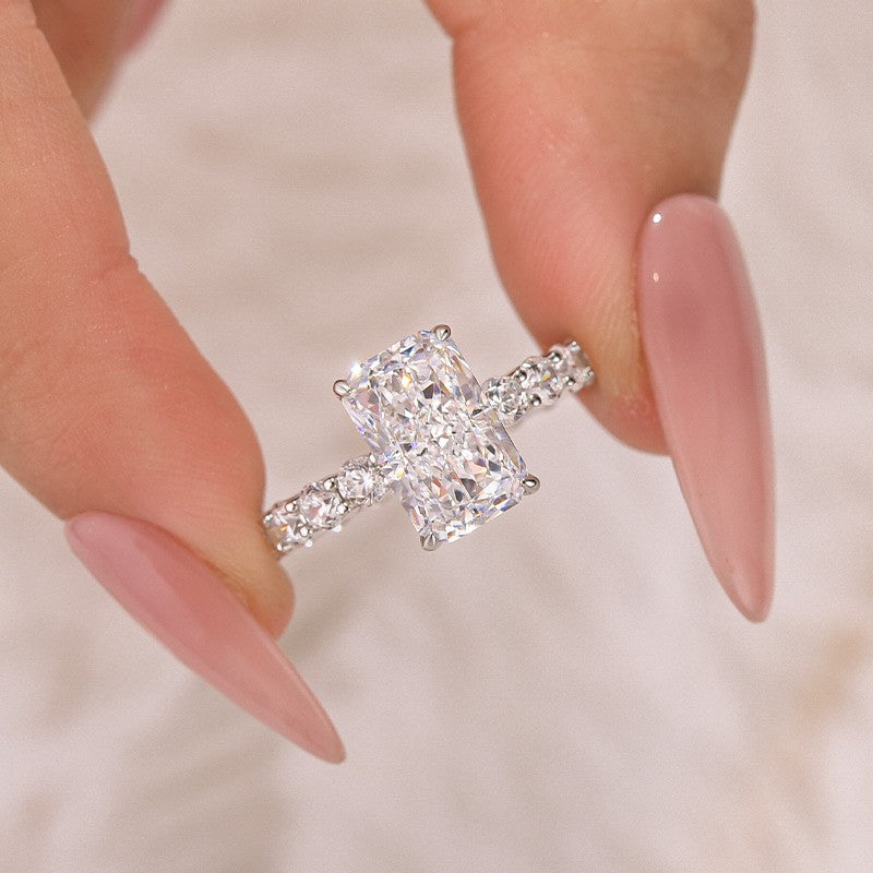 Classic 4.0Ct Radiant Cut Engagement Ring Promise Ring For Her - louilyjewelry