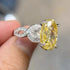 Luxe 8.0Ct Yellow Oval Cut Three Stone Engagement Ring In Sterling Silver - louilyjewelry