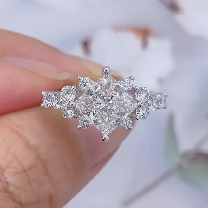 Vintage 2.0Ct Princess Cut Engagement Ring Travel Ring In Sterling Silver