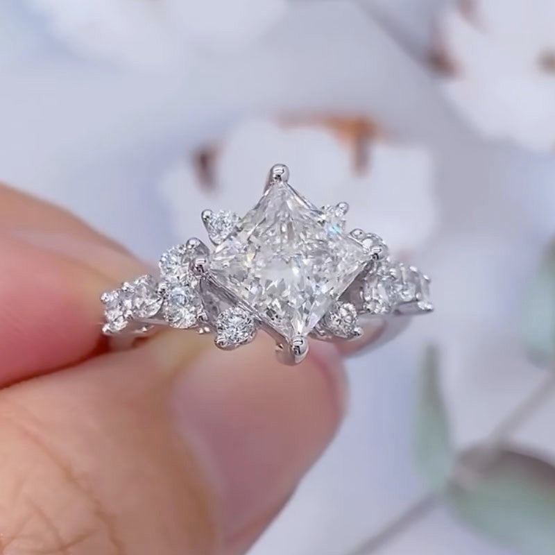 Vintage 2.0Ct Princess Cut Engagement Ring Travel Ring In Sterling Silver