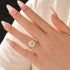 Moissanite Classic 3.0Ct Round Cut Halo Engagement Ring In Sterling Silver - louilyjewelry