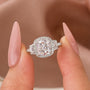 3.0Ct Cushion Cut Halo Three Stone Engagement Ring In Sterling Silver - louilyjewelry