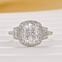 3.0Ct Cushion Cut Halo Three Stone Engagement Ring In Sterling Silver - louilyjewelry