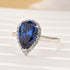 2.2Ct Halo Pear Cut Blue Stone Engagement Ring In Sterling Silver - louilyjewelry