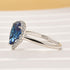 2.2Ct Halo Pear Cut Blue Stone Engagement Ring In Sterling Silver - louilyjewelry