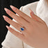 2.2Ct Halo Pear Cut Blue Stone Engagement Ring In Sterling Silver - louilyjewelry