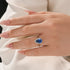2.2Ct Halo Pear Cut Blue Stone Engagement Ring In Sterling Silver - louilyjewelry