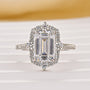 Vintage 3.5Ct Emerald Cut Halo Engagement Ring Promise Ring For Her - louilyjewelry