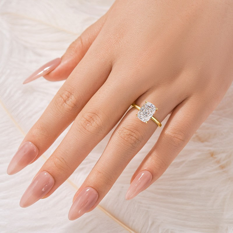 S925 3.0Ct~6.0 Ct Cushion Cut Engagement Ring In Sterling Silver For Everyday Wear Travel Ring