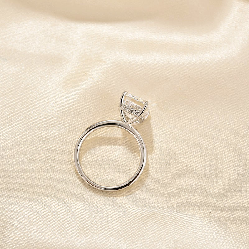 Classic 4.5Ct Cushion Cut Engagement Ring Travel Ring In Sterling Silver - louilyjewelry