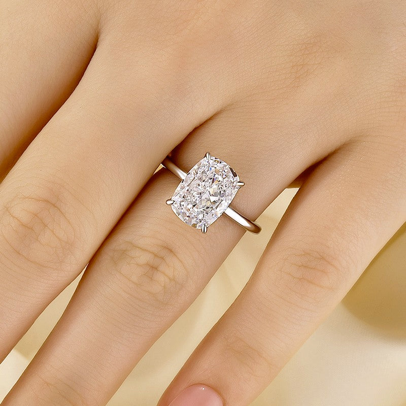 S925 Sparkle 4.5~8.5Ct Cushion Cut Engagement Ring In Sterling Silver Daily Wear Ring