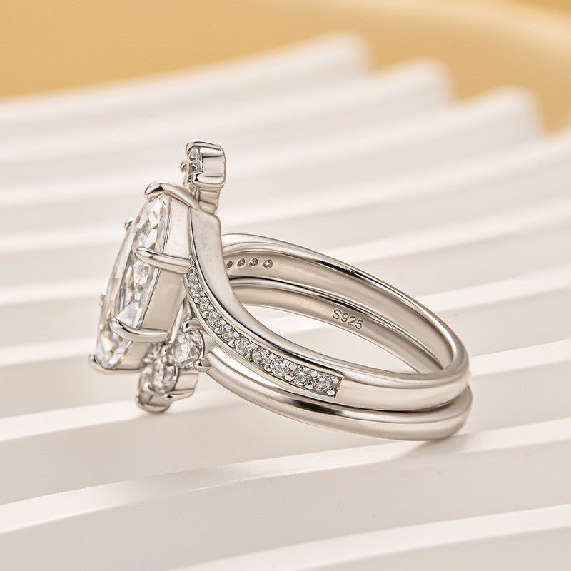 1.5Ct Vintage Marquise Cut Insert Engagement Ring With Vine Shaped Engagement Ring Enhancer